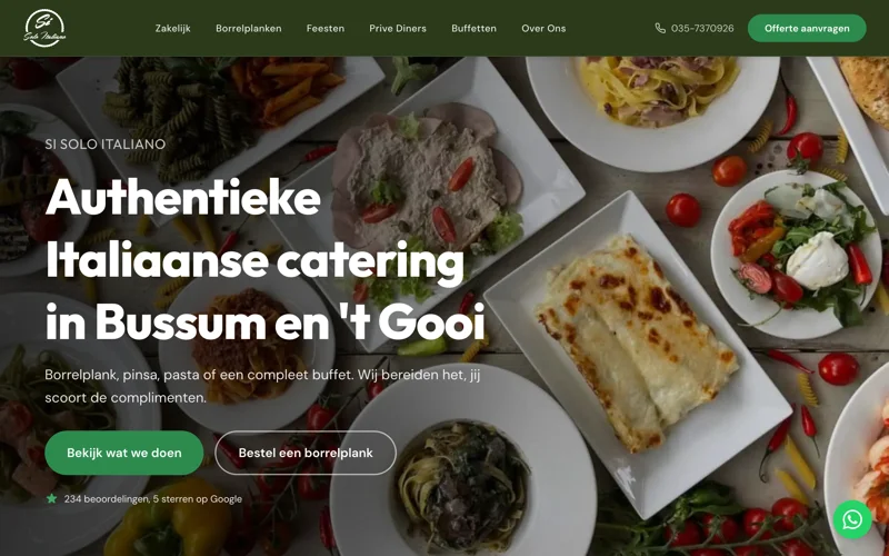 Si Solo Italiano Catering website screenshot